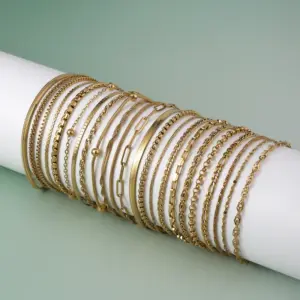 18K Gold Plated Geometric 304 Stainless Steel Simple Style Classic Style Plating 304 Stainless Steel Chain Bracelet