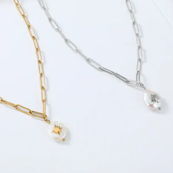 Vacuum Plating Real Gold Plated Geometric 304 Stainless Steel Simple Style Waterproof Non Tarnish Pendant Necklace