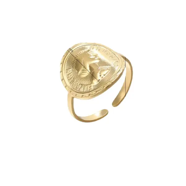 Wholesale Vacuum Plating Real Gold Plated Geometric 304 Stainless Steel Fashion Waterproof Non Tarnish Ring