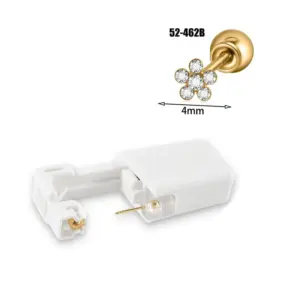 Golden 4mm White Diamond Flowers
