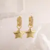 1 Pair Simple Style Commute Star Heart Shape Plating Inlay Copper Zircon 18k Gold Plated Drop Earrings