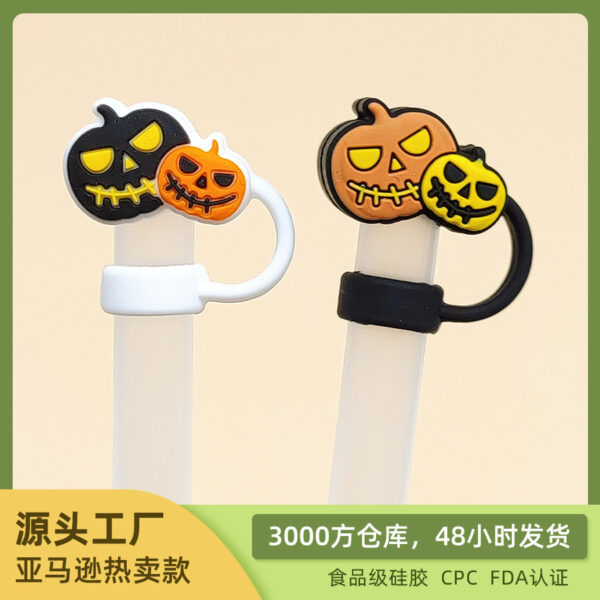 Wholesale New 10mm food grade silicone straw plug Halloween straw cap glass straw dust plug straw sleeve