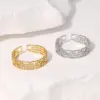 Wholesale PVD Coated Real Gold Plated 18K Gold Geometric 304 Stainless Steel Vintage Style Classic Style Waterproof Non Tarnish Rings