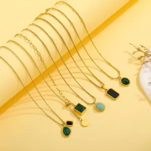 Wholesale PVD Coated Real Gold Plated 18K Gold Geometric Titanium Steel Elegant Waterproof Non Tarnish 304 Stainless Steel Pendant Necklace