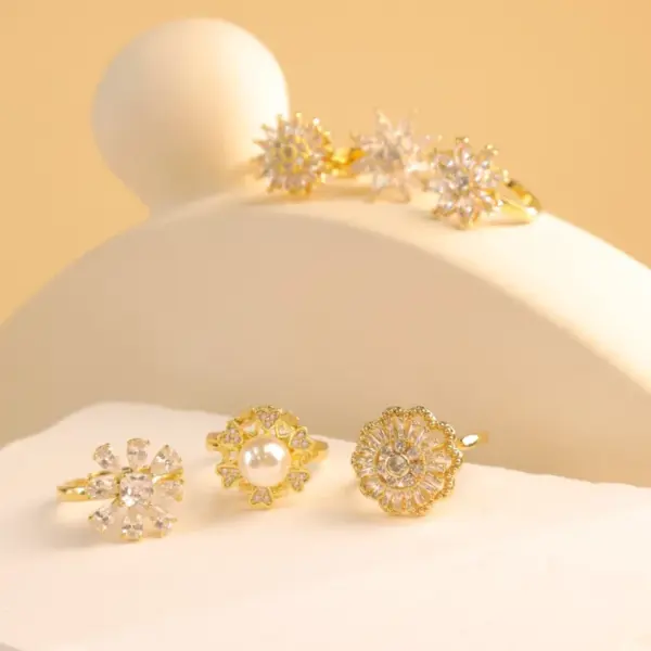 Wholesale Jewelry Elegant Streetwear Flower Titanium Steel Anxiety Ring Adjustable Ring