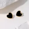 Wholesale 304 Stainless Steel Heart Shape PVD Coated 18K Real Gold Plated 18K Gold Sweet Simple Style Streetwear Waterproof Non Tarnish Plating Ear Studs