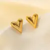 Wholesale PVD Coated Real Gold Plated 18K Gold Heart Shape 304 Stainless Steel Simple Style Commute Waterproof Non Tarnish Ear Studs