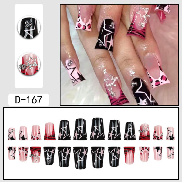 Wholesale European and American Duck Billed Armor Leopard French Edge Pendant Star Steel Ball Fake Nail Removable Nail Pieces