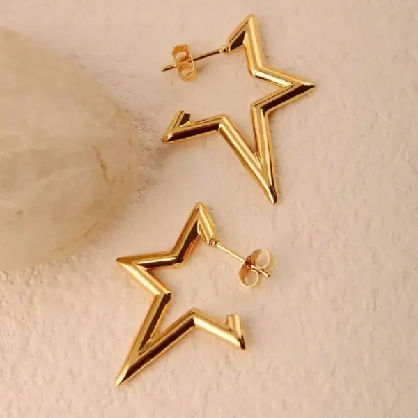 Wholesale 1 Pair Modern Style Simple Style Irregular Star Polishing Plating 304 Stainless Steel Imitation Gold Rack Plated Ear Studs