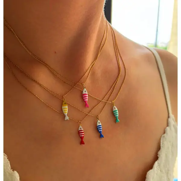 304 Stainless Steel Starfish PVD Coated Enamel Real Gold Plated Retro Simple Style Waterproof Non Tarnish Surgical Steel Bamboo Necklace Lobster Trigger Clasp Closure White Red Pendant Necklace