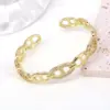Wholesale Fashion New Inlaid Zirconium Geometric Metal Pig Nose Copper Open Bracelet Jewelry