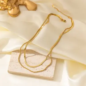 H393【Blade Twist Necklace Gold】
