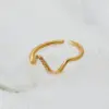 Wholesale Ion Plating (IP) Real Gold Plated 16K Gold White Gold Plated Gold Plating Waves Solid Color 316 Stainless Steel Casual Waterproof Non Tarnish Rings