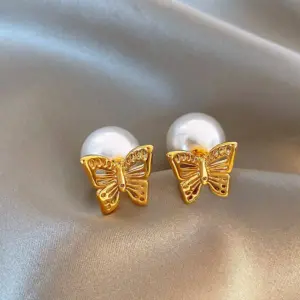 77# Ear Studs-Gold-White-Pearl