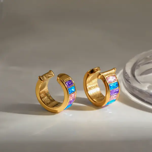 PVD Coated Real Gold Plated Geometric 304 Stainless Steel Simple Style Classic Style Waterproof Non Tarnish Ear Cuffs Ear Studs