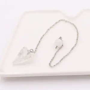 White crystal / Tapered Natural Stone + Silver White Chain
