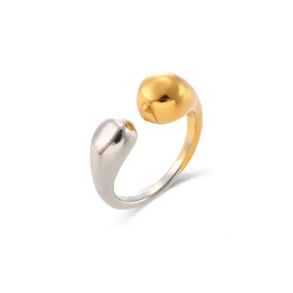 PVD Coated Real Gold Plated 18K Gold Color Block 304 Stainless Steel Simple Style Waterproof Non Tarnish Rings