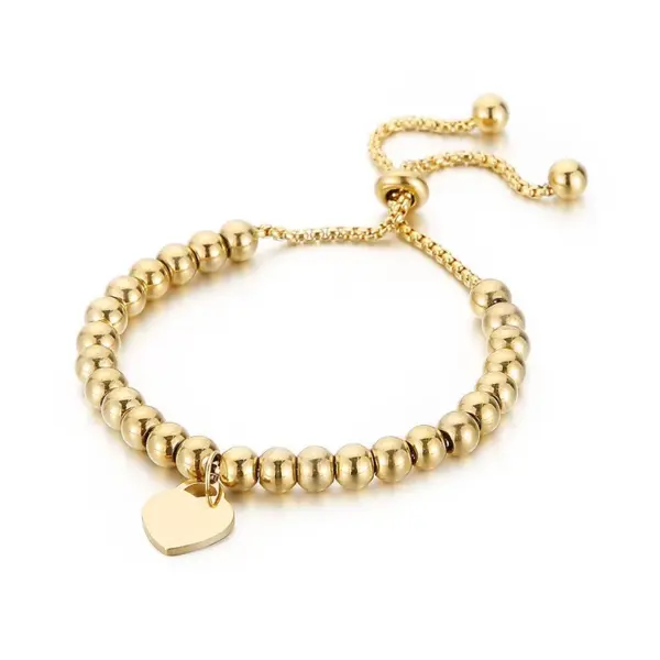 Wholesale PVD Coated 18K Gold Plated Heart Titanium Steel Fashion Waterproof Non Tarnish Bracelets