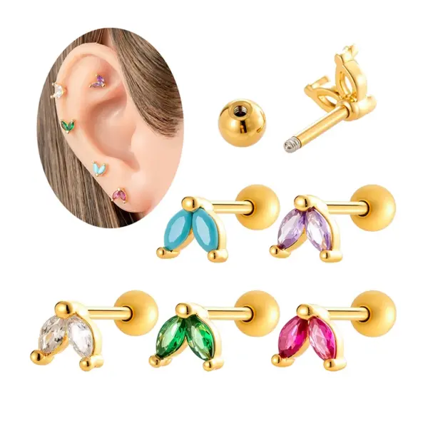 Wholesale 1 Piece 316 Stainless Steel Copper Ear Cartilage Rings & Studs Water Droplets