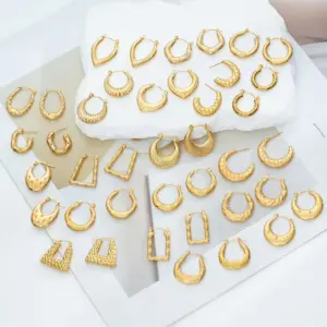Wholesale 1 Pair Classic Style U Shape Geometric Quadrilateral 304 Stainless Steel Imitation Gold Electroplating Earrings Ear Studs