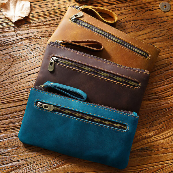 Wholesale Vintage genuine leather storage pencil case first layer crazy horse leather stationery bag