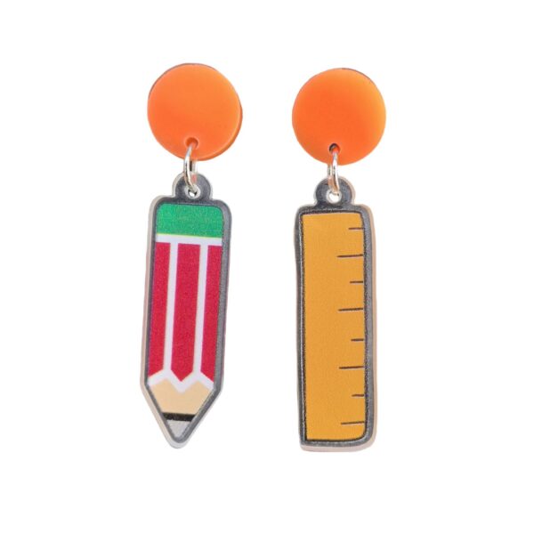 Wholesale Cross-border European and American New Graduation Season Teachers' Day Acrylic Earrings Color Pencil Ruler Earrings