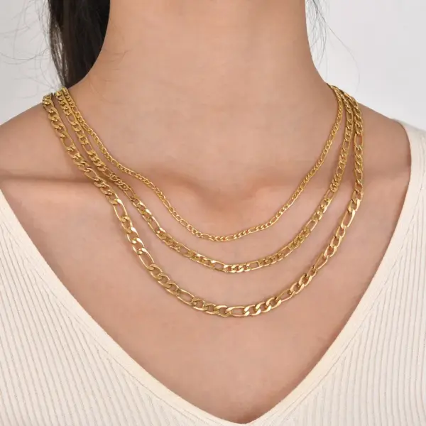 Wholesale PVD Coated Gold Plated Geometric 201 Stainless Steel Hip-Hop Waterproof Non Tarnish 201 Stainless Steel Necklace