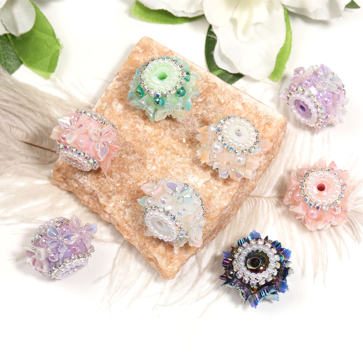 Wholesale Heavy-duty butterfly pearl rhinestone DIY beads
