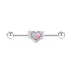 Wholesale Casual Heart Shape Stainless Steel Plating Inlay Artificial Gemstones Nipple Ring Belly Ring Nose Ring