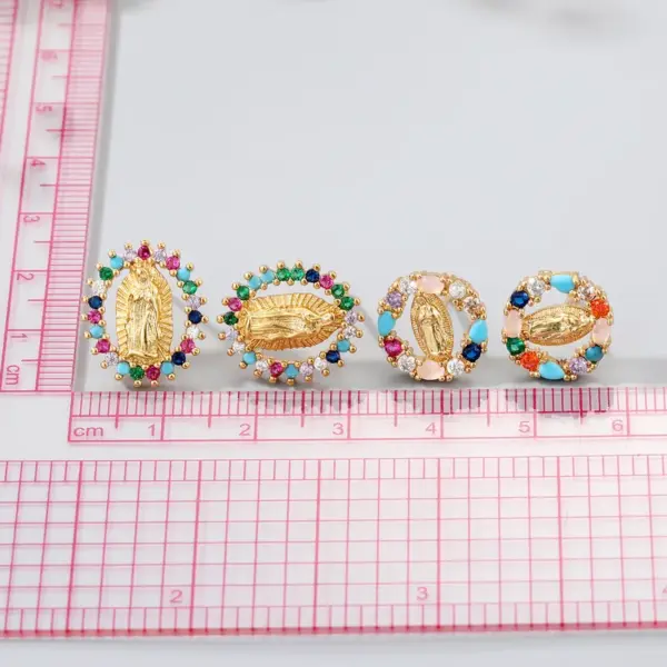 Wholesale Fashion Round Copper Inlay Zircon Ear Studs 1 Pair