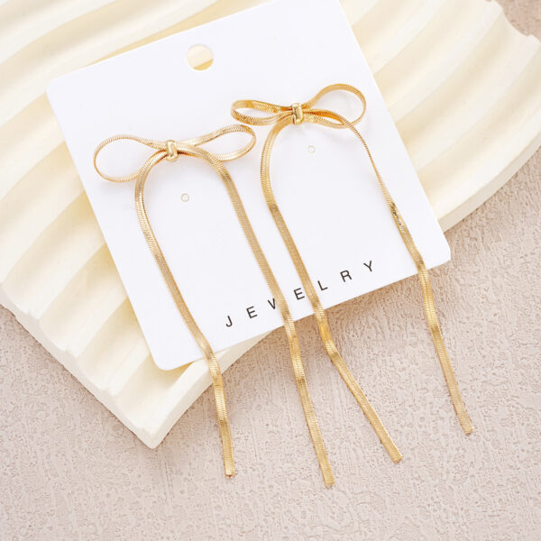 Wholesale Cross-border new fashion simple temperament long bow tassel earrings niche exaggerated personality earrings wholesale women