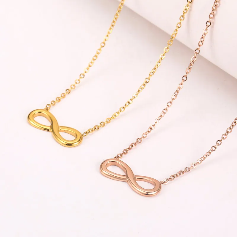 Wholesale PVD Coated Real Gold Plated 18K Gold Infinity 304 Stainless Steel Simple Style Waterproof Non Tarnish 304 Stainless Steel Necklace