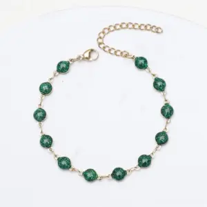 Gold + Green / Bracelet 17+5cm