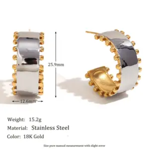 Bead Edge Glazed Surface Ear Stud-Two colors