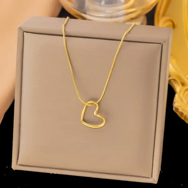 PVD Coated Real Gold Plated Heart Shape Rose Titanium Steel Elegant Lady Sweet Waterproof Non Tarnish Earrings Necklace