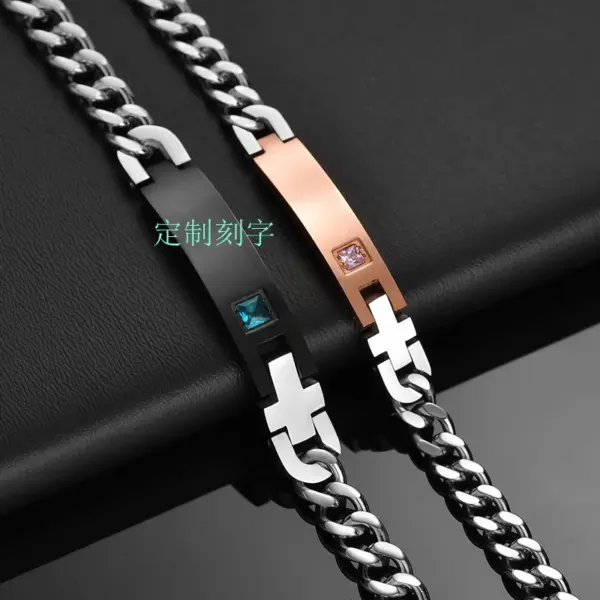 Fashion 201 Stainless Steel Gold Plated Artificial Gemstones Stainless Steel Bracelets In Bulk