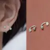 Wholesale 18K Gold Plated 304 Stainless Steel PVD Coated Zircon Solid Color Waterproof Non Tarnish Surgical Steel Streetwear Cartilage Earrings For Women's