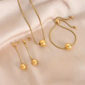Wholesale PVD Coated Real Gold Plated 18K Gold Geometric 304 Stainless Steel Casual Simple Style Commute Waterproof Non Tarnish Bracelets Earrings Necklace