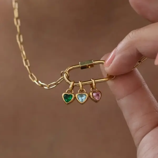 Wholesale 18K Gold Plated Stainless Steel Oval Heart Shaped Link Clasp DIY Adjustable Chain Necklace For Men And Women Suitable For All Seasons