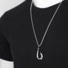 Wholesale Hip-Hop Big Fishhook Titanium Steel Necklace Pendant