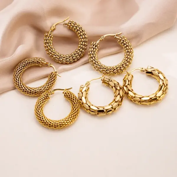 Wholesale 1 Pair Retro Geometric Plating 304 Stainless Steel Earrings