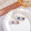 Wholesale Stainless Steel Romantic Plating Inlay Heart Shape Artificial Crystal Pendant Necklace