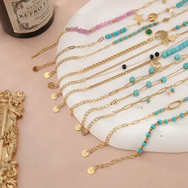 PVD Coated 18K Gold Plated Star Tree Heart Shape 201 Stainless Steel Retro Ethnic Style 201 Stainless Steel Lobster Trier Clasp Closure Bracelets