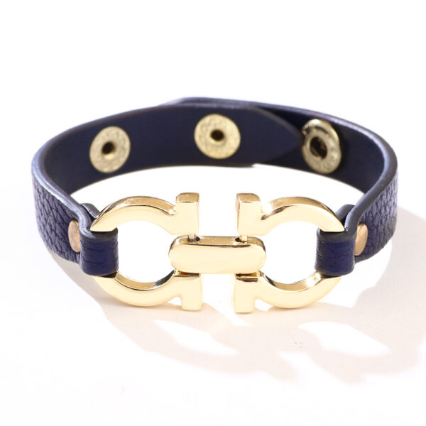 Wholesale PU leather alloy geometric leather personalized bracelet