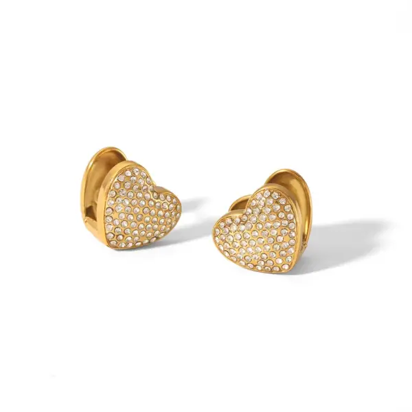 Wholesale PVD Coated Real Gold Plated 18K Gold Heart Shape 304 Stainless Steel Simple Style Waterproof Non Tarnish Ear Studs