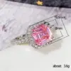 Hand Jewelry Classic Square Pink Diamond Princess Micro-encrusted Women's Copper Ring