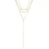 Wholesale Stainless Steel 14K Gold Plated Fashion Plating Geometric Tassel Necklace