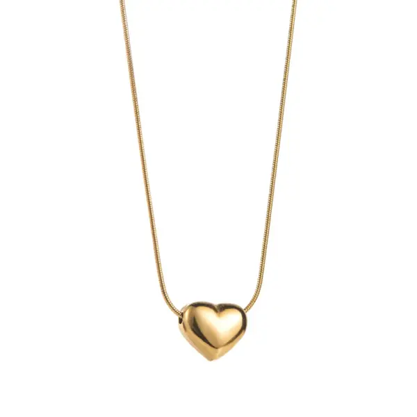 Wholesale Jewelry Modern Style Sweet Simple Style Heart Shape 304 Stainless Steel Pendant Necklace
