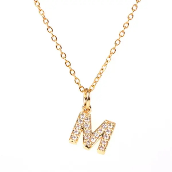 Wholesale Jewelry Fashion Letter Copper Diamond Necklace
