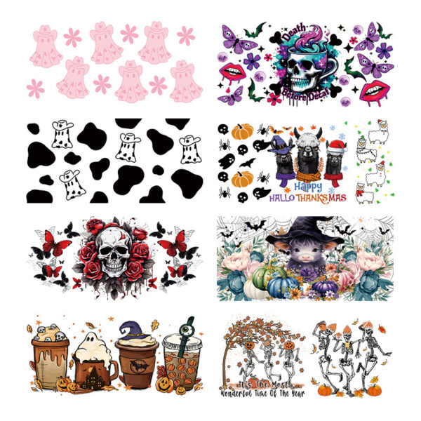 Wholesale Skull cup 16oz Cup UV DTF Wraps